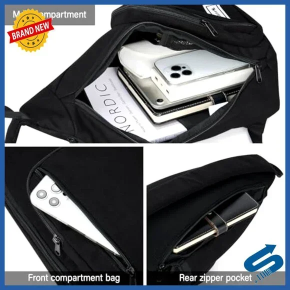 Canvas Crossbody Bag Fits 11" Tablet Adjustable Strap Multi-Pocket Travel - Picture 5 of 7